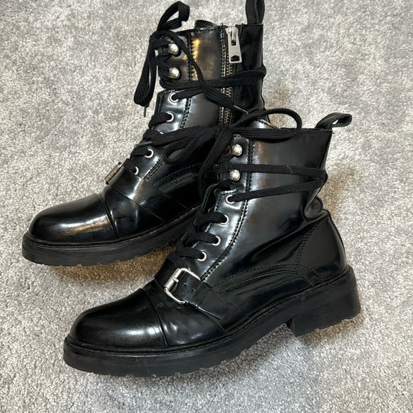 AllSaints Donita Patent Leather Combat Biker Boot
